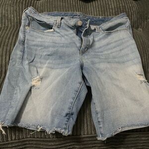 Women's Light Blue Ripped Denim Shorts